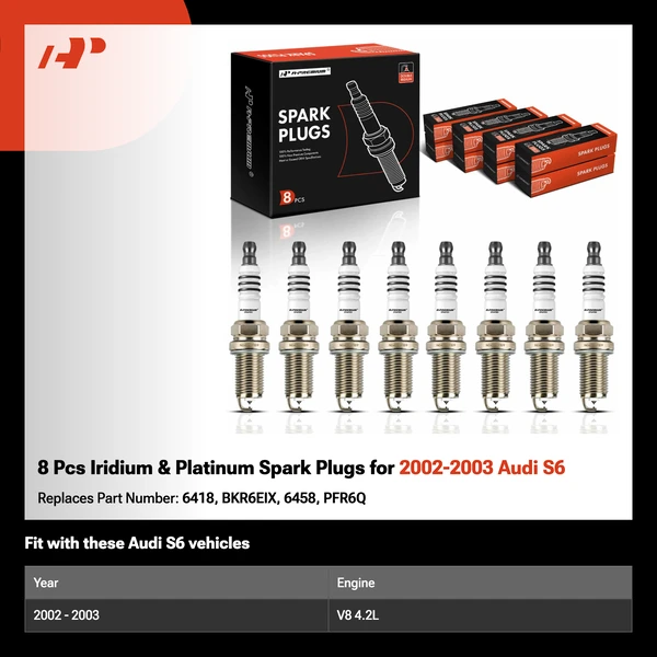 8 Pcs Iridium & Platinum Spark Plugs for 2002-2003 Audi S6