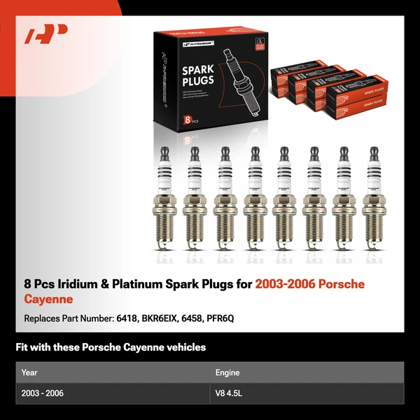 8 Pcs Iridium & Platinum Spark Plugs for 2003-2006 Porsche Cayenne