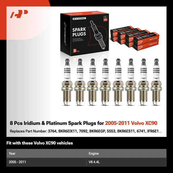 8 Pcs Iridium & Platinum Spark Plugs for 2005-2011 Volvo XC90