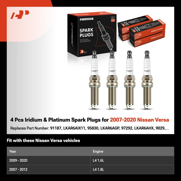 4 Pcs Iridium & Platinum Spark Plugs for 2007-2020 Nissan Versa