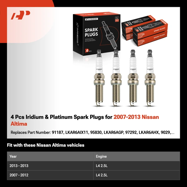4 Pcs Iridium & Platinum Spark Plugs for 2007-2013 Nissan Altima