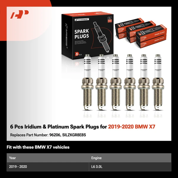 6 Pcs Iridium & Platinum Spark Plugs for 2019-2020 BMW X7