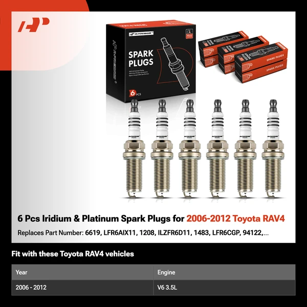 6 Pcs Iridium & Platinum Spark Plugs for 2006-2012 Toyota RAV4