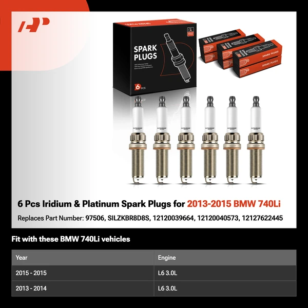 6 Pcs Iridium & Platinum Spark Plugs for 2013-2015 BMW 740Li