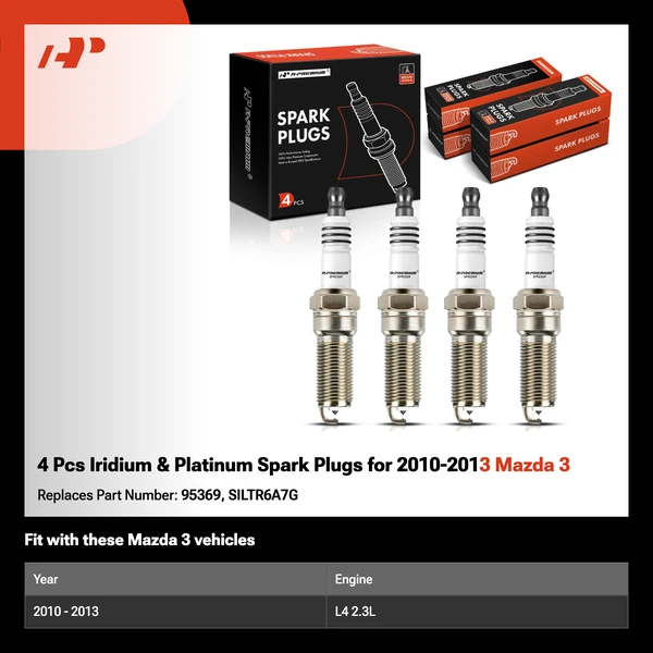 4 Pcs Iridium & Platinum Spark Plugs for 2010-2013 Mazda 3