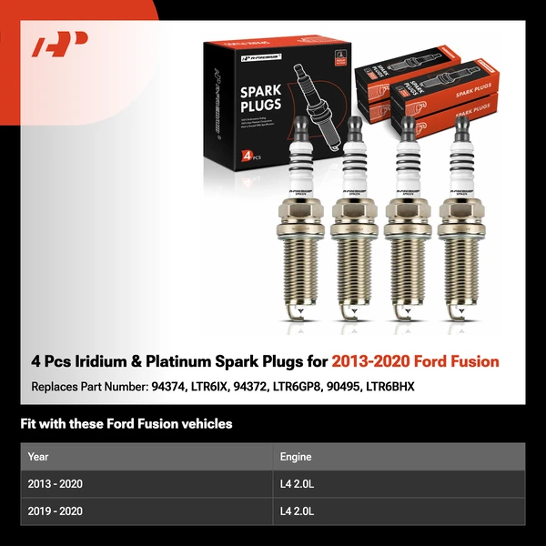 4 Pcs Iridium & Platinum Spark Plugs for 2013-2020 Ford Fusion