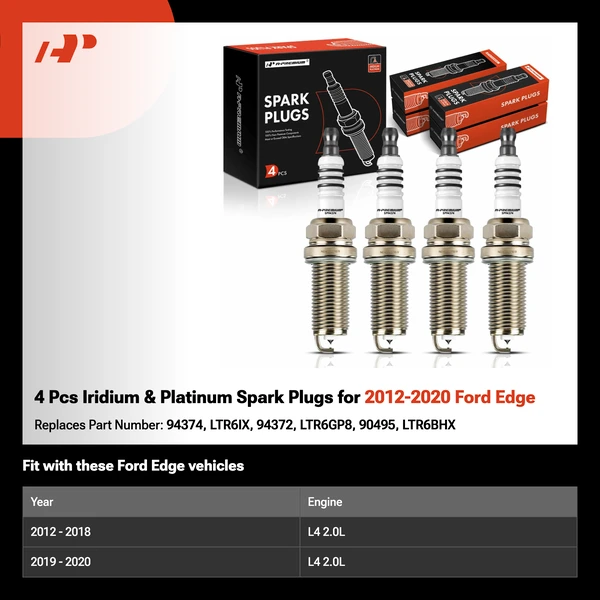 4 Pcs Iridium & Platinum Spark Plugs for 2012-2020 Ford Edge