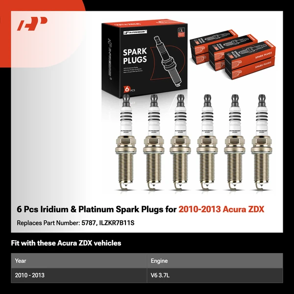 6 Pcs Iridium & Platinum Spark Plugs for 2010-2013 Acura ZDX