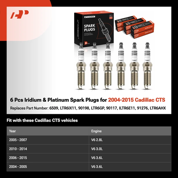 6 Pcs Iridium & Platinum Spark Plugs for 2004-2015 Cadillac CTS