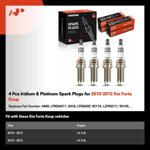 4 Pcs Iridium & Platinum Spark Plugs for 2010-2012 Kia Forte Koup