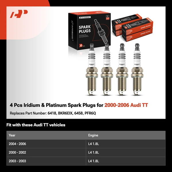 4 Pcs Iridium & Platinum Spark Plugs for 2000-2006 Audi TT