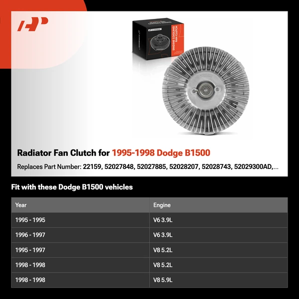 Radiator Fan Clutch for 1995-1998 Dodge B1500