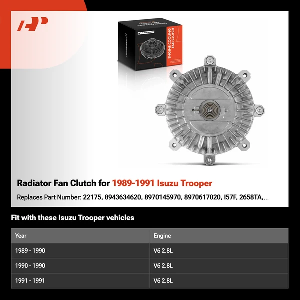 Radiator Fan Clutch for 1989-1991 Isuzu Trooper