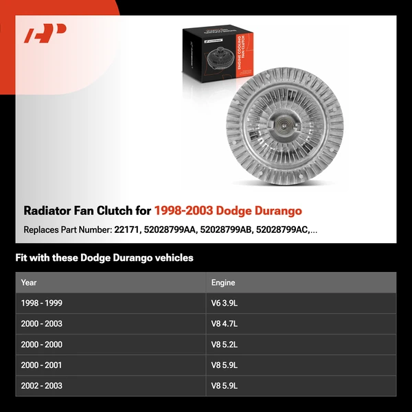 Radiator Fan Clutch for 1998-2003 Dodge Durango