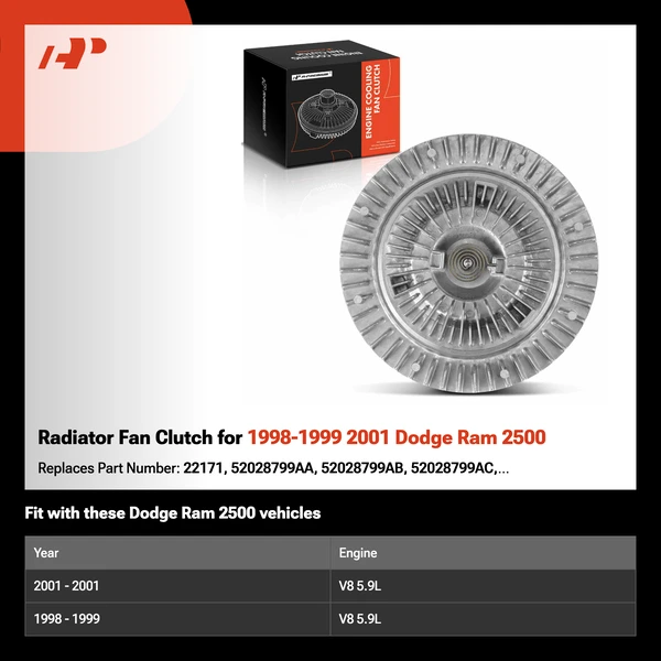 Radiator Fan Clutch for 1998-1999 2001 Dodge Ram 2500