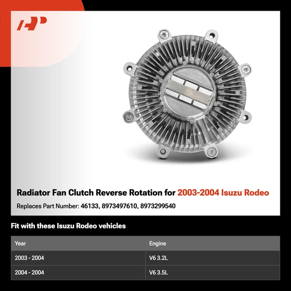 Radiator Fan Clutch Reverse Rotation for 2003-2004 Isuzu Rodeo