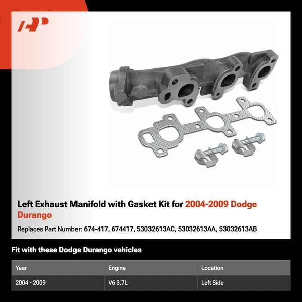 Left Exhaust Manifold with Gasket Kit for 2004-2009 Dodge Durango