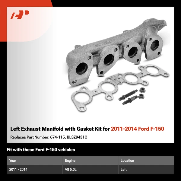 Left Exhaust Manifold with Gasket Kit for 2011-2014 Ford F-150