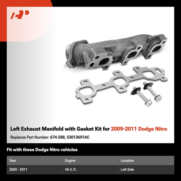 Left Exhaust Manifold with Gasket Kit for 2009-2011 Dodge Nitro