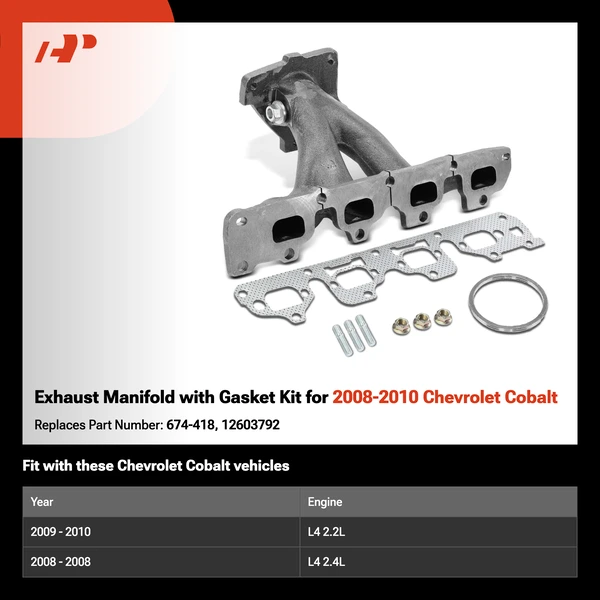 Exhaust Manifold with Gasket Kit for 2008-2010 Chevrolet Cobalt