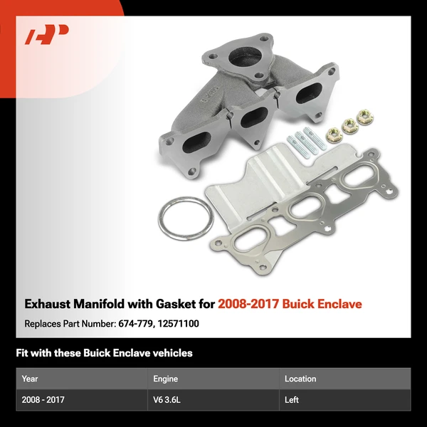 Exhaust Manifold with Gasket for 2008-2017 Buick Enclave