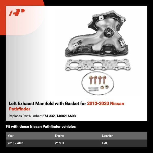 Left Exhaust Manifold with Gasket for 2013-2020 Nissan Pathfinder