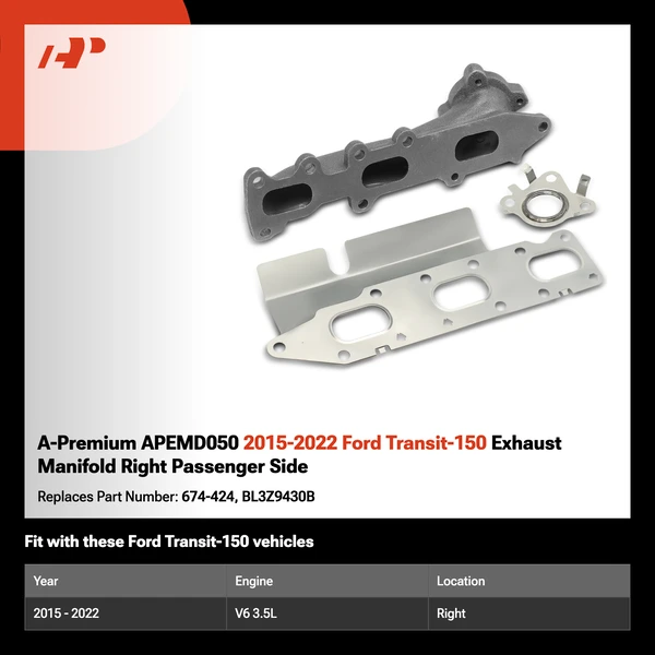 A-Premium APEMD050 2015-2022 Ford Transit-150 Exhaust Manifold Right Passenger Side