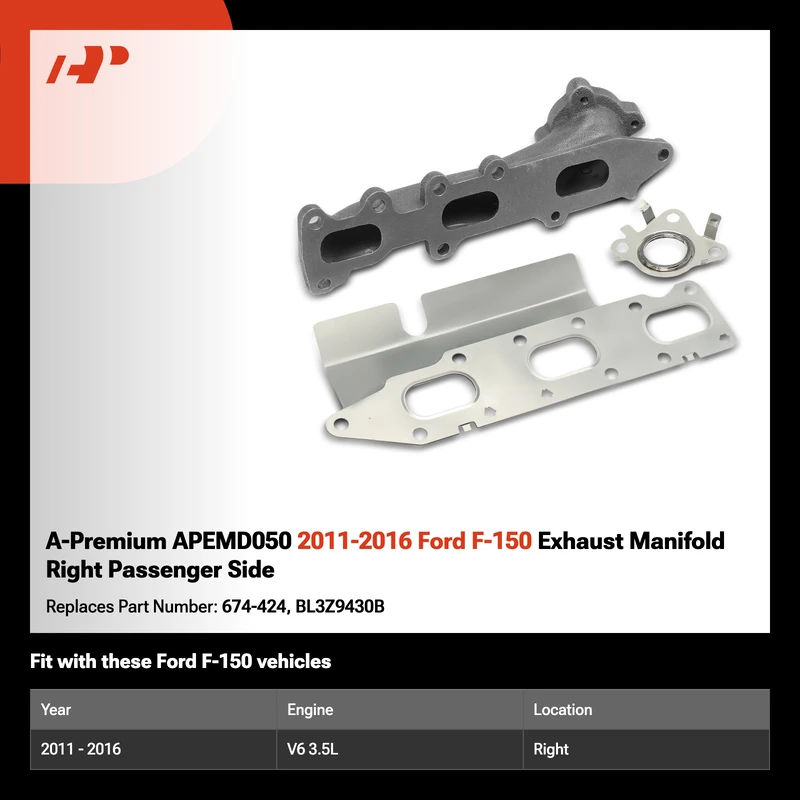 A-Premium APEMD050 2011-2016 Ford F-150 Exhaust Manifold Right Passenger Side