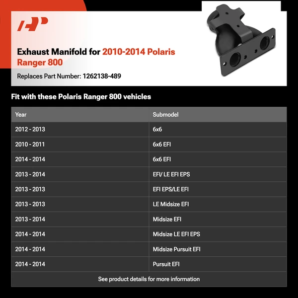 Exhaust Manifold for 2010-2014 Polaris Ranger 800