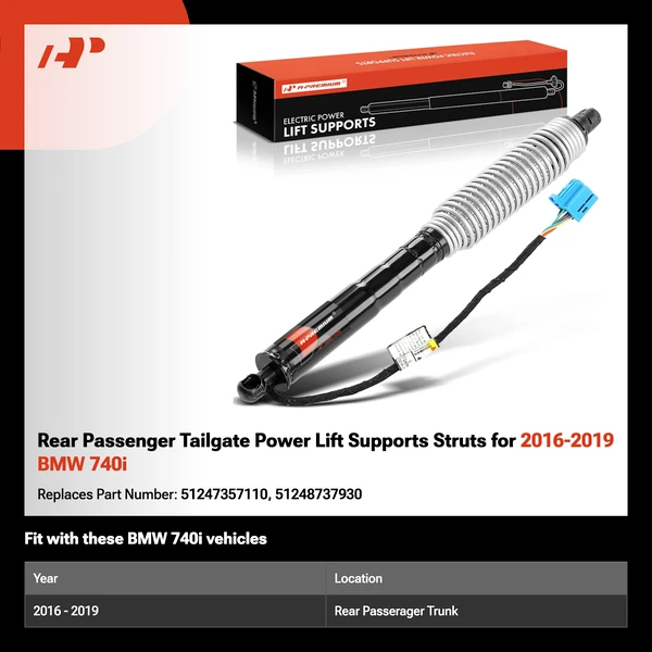 Rear Passenger Tailgate Power Lift Supports Struts for 2016-2019 BMW 740i