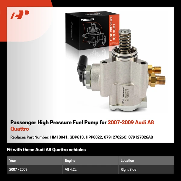 Passenger High Pressure Fuel Pump for 2007-2009 Audi A8 Quattro