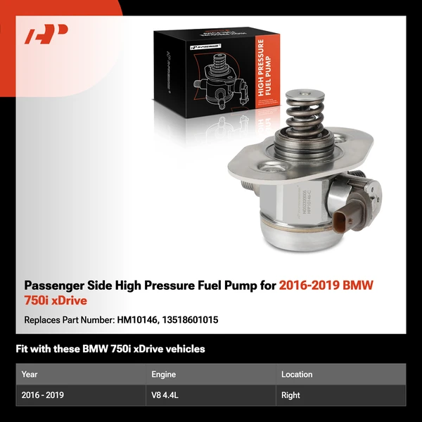 Passenger Side High Pressure Fuel Pump for 2016-2019 BMW 750i xDrive