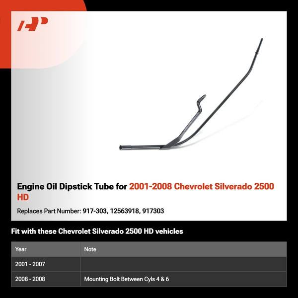 Engine Oil Dipstick Tube for 2001-2008 Chevrolet Silverado 2500 HD