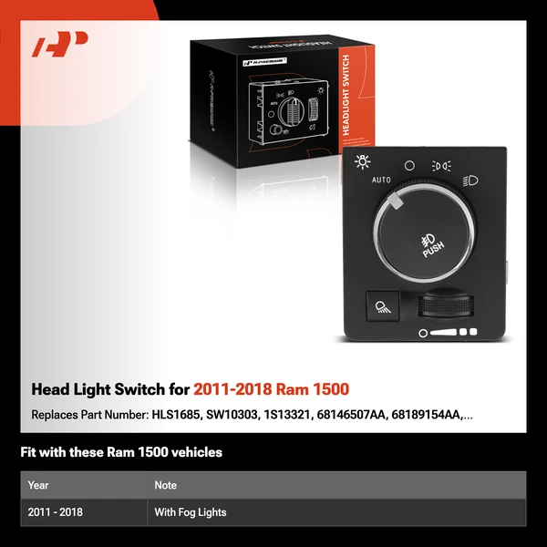 Head Light Switch for 2011-2018 Ram 1500