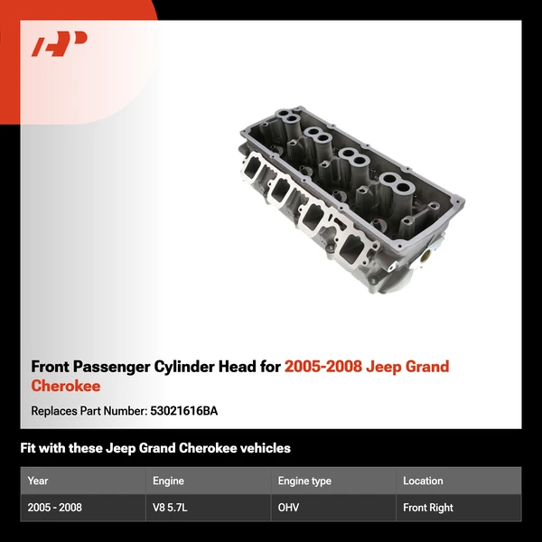 Front Passenger Cylinder Head for 2005-2008 Jeep Grand Cherokee