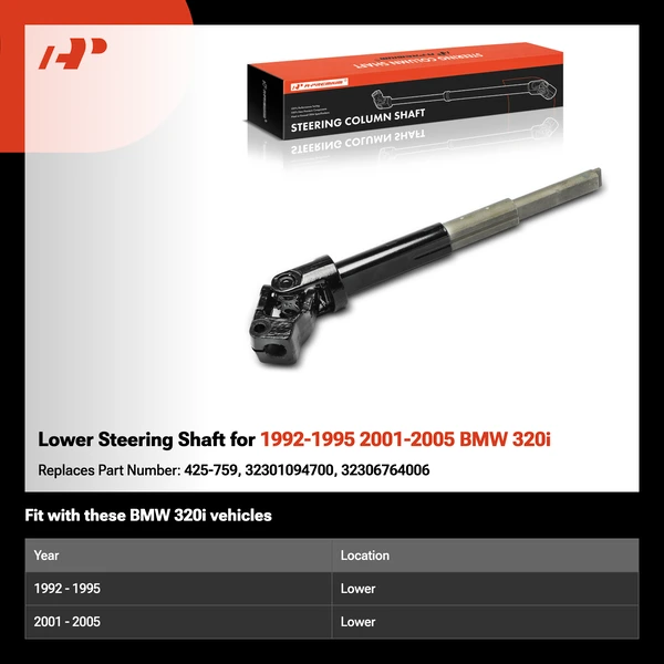 Lower Steering Shaft for 1992-1995 2001-2005 BMW 320i