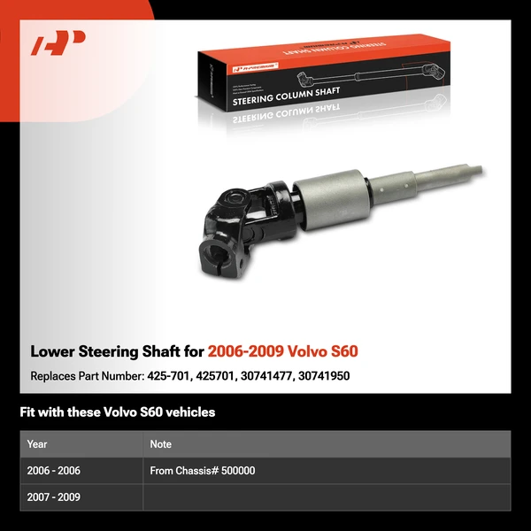 Lower Steering Shaft for 2006-2009 Volvo S60