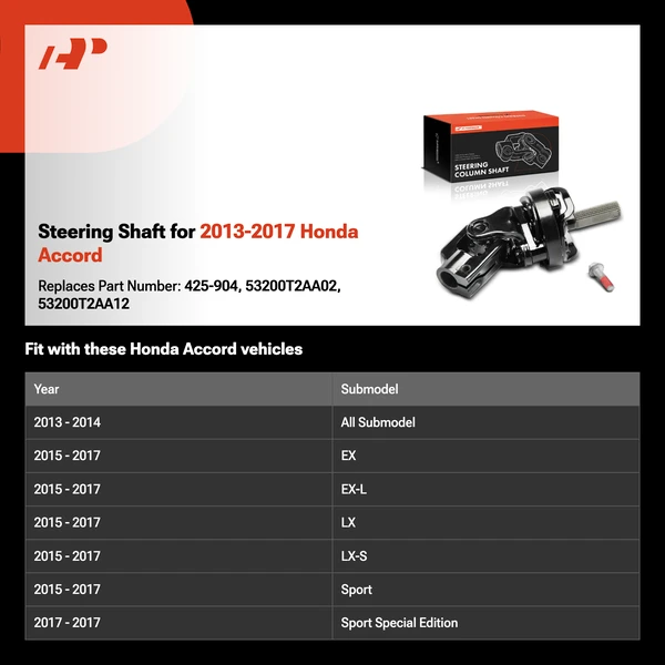 Steering Shaft for 2013-2017 Honda Accord