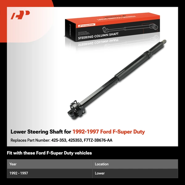 Lower Steering Shaft for 1992-1997 Ford F-Super Duty