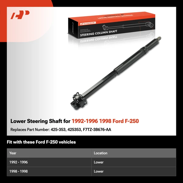 Lower Steering Shaft for 1992-1996 1998 Ford F-250