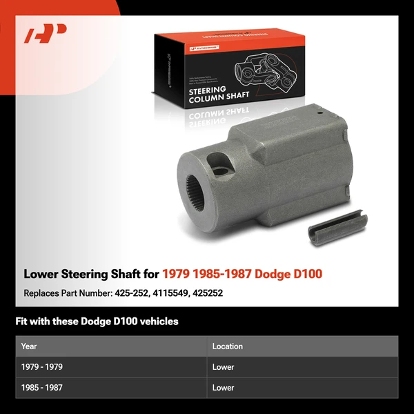 Lower Steering Shaft for 1979 1985-1987 Dodge D100