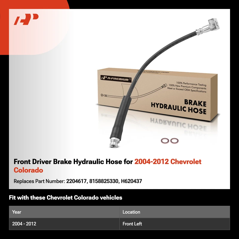 Front Driver Brake Hydraulic Hose for 2004-2012 Chevrolet Colorado