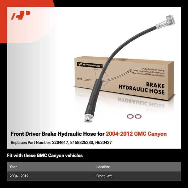 Front Driver Brake Hydraulic Hose for 2004-2012 GMC Canyon