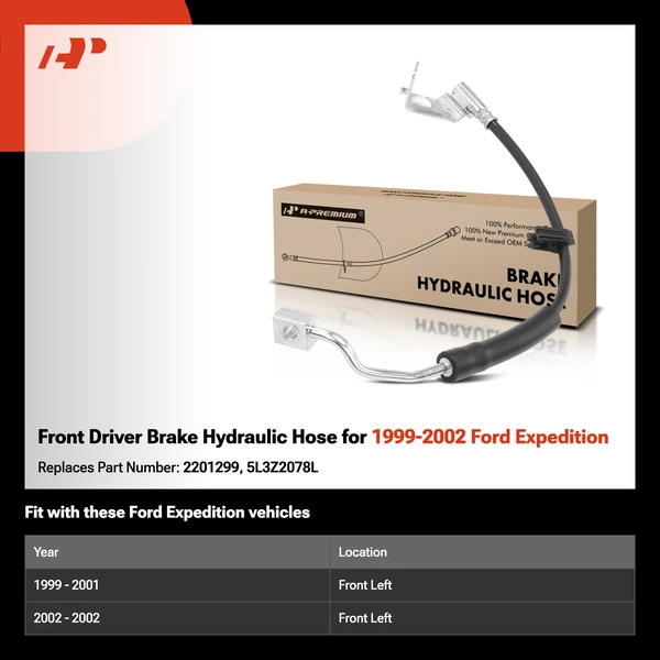 Front Driver Brake Hydraulic Hose for 1999-2002 Ford Expedition
