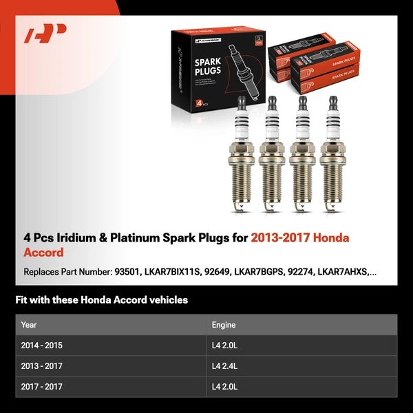 4 Pcs Iridium & Platinum Spark Plugs for 2013-2017 Honda Accord