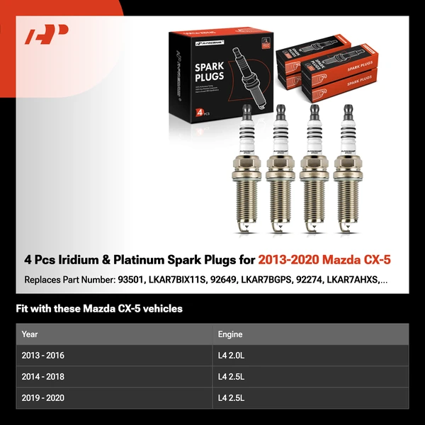 4 Pcs Iridium & Platinum Spark Plugs for 2013-2020 Mazda CX-5
