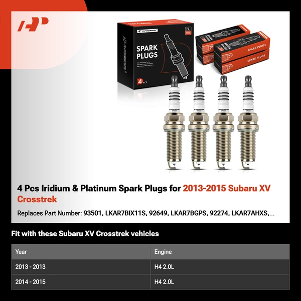 4 Pcs Iridium & Platinum Spark Plugs for 2013-2015 Subaru XV Crosstrek