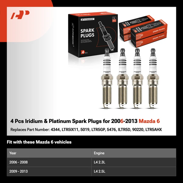 4 Pcs Iridium & Platinum Spark Plugs for 2006-2013 Mazda 6