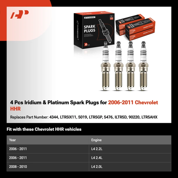 4 Pcs Iridium & Platinum Spark Plugs for 2006-2011 Chevrolet HHR