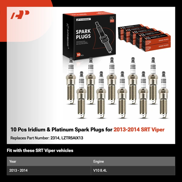 10 Pcs Iridium & Platinum Spark Plugs for 2013-2014 SRT Viper
